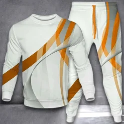 Men's Graphic 2pcs 3D Sweatshirt Sets Tracksuit Long Sleeve Long pants Crew Neck Streetwear Sportswear Basic Sports & Outdoor Casual Sports Print Spring Fall Black Red Blue