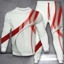 Men's Graphic 2pcs 3D Sweatshirt Sets Tracksuit Long Sleeve Long pants Crew Neck Streetwear Sportswear Basic Sports & Outdoor Casual Sports Print Spring Fall Black Red Blue