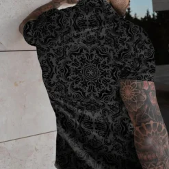 Men's Graphic 2pcs Shirts Sets Matching Sets Short Sleeve Short Pants Sporty Casual / Sporty Daily Weekend Print Spring & Summer Black Blue Purple