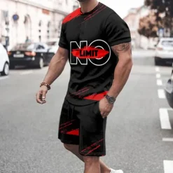 Men's Graphic Poker 2pcs Tees sets Matching Sets Short Sleeve Short Pants Crew Neck Fashion Lightweight Basic Street Daily Sports Print Summer Spring Black White Yellow