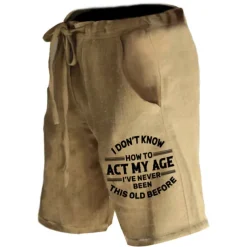 Men's Graphic Prints Act My Age Shorts Summer Shorts Casual Shorts Mid Waist Streetwear Designer Outdoor Casual Daily Drawstring Elastic Waist Print Designer Clothing Apparel