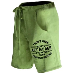 Men's Graphic Prints Act My Age Shorts Summer Shorts Casual Shorts Mid Waist Streetwear Designer Outdoor Casual Daily Drawstring Elastic Waist Print Designer Clothing Apparel
