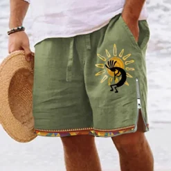 Men's Graphic Prints Board Shorts Swim Shorts Swim Trunks Mid Waist Vintage Ethnic Style Retro Vintage Casual Daily Holiday Zipper Pocket Elastic Waist Designer Clothing Apparel