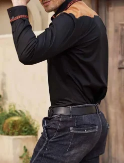 Men's Graphic Prints Cowboy Shirt Western Shirt Cowboy Shirt Long Sleeve Fashion Streetwear Designer Outdoor Daily Fall & Winter Turndown Print Black Red Blue Khaki