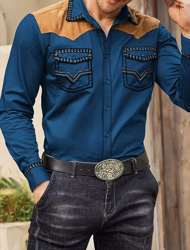 Men's Graphic Prints Cowboy Shirt Western Shirt Cowboy Shirt Long Sleeve Fashion Streetwear Designer Outdoor Daily Fall & Winter Turndown Print Black Red Blue Khaki