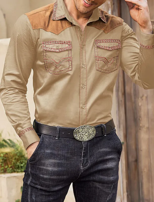 Men's Graphic Prints Cowboy Shirt Western Shirt Cowboy Shirt Long Sleeve Fashion Streetwear Designer Outdoor Daily Fall & Winter Turndown Print Black Red Blue Khaki