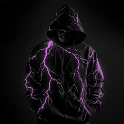 Men's Graphic Prints Lightening Hoodie Hoodies Sweatshirt Sports Classic Long Sleeve Hooded Vacation Holiday Streetwear White Blue Pocket Print Spring & Fall Designer