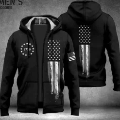 Men's Graphic Prints National Flag Hoodie Hoodies Sweatshirt Streetwear Designer Long Sleeve Hooded Sports & Outdoor Daily Sports Red Gray Zipper Print Spring & Fall Designer