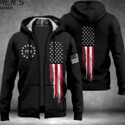 Men's Graphic Prints National Flag Hoodie Hoodies Sweatshirt Streetwear Designer Long Sleeve Hooded Sports & Outdoor Daily Sports Red Gray Zipper Print Spring & Fall Designer
