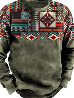 Men's Graphic Prints Sweatshirt Pullover Long Sleeve Sweatshirt Crew Neck Vintage Designer Basic 3D Print Sports & Outdoor Casual Daily Fall Spring & Fall