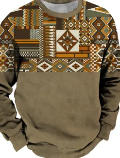 Men's Graphic Prints Sweatshirt Pullover Long Sleeve Sweatshirt Crew Neck Vintage Designer Basic 3D Print Sports & Outdoor Casual Daily Fall Spring & Fall