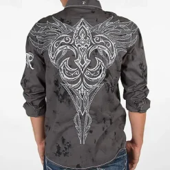 Men's Graphic Prints Totem Shirt Western Shirt Cowboy Shirt Long Sleeve Fashion Designer Casual Outdoor Daily Fall & Winter Turndown Print Button-Down Gray