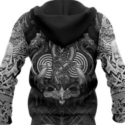 Men's Graphic Prints Viking Hoodie Hoodies Sweatshirt Daily Classic Long Sleeve Hooded Holiday Going out Streetwear Black Yellow Print Spring & Fall Designer