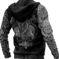 Men's Graphic Prints Viking Hoodie Hoodies Sweatshirt Daily Classic Long Sleeve Hooded Holiday Going out Streetwear Black Yellow Print Spring & Fall Designer