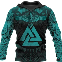 Men's Graphic Prints Viking Hoodie Hoodies Sweatshirt Daily Classic Long Sleeve Hooded Holiday Going out Streetwear Black Yellow Print Spring & Fall Designer