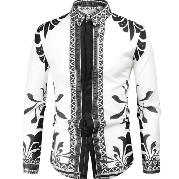 Men's Graphic Shirt Western Shirt Cowboy Shirt Long Sleeve Fashion Designer Classic Daily Holiday Turndown White Red Green Black+White