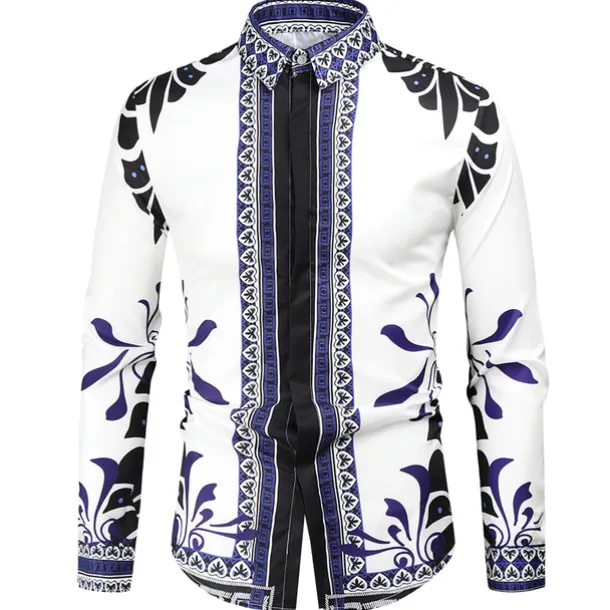 Men's Graphic Shirt Western Shirt Cowboy Shirt Long Sleeve Fashion Designer Classic Daily Holiday Turndown White Red Green Black+White