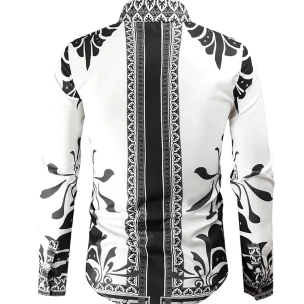 Men's Graphic Shirt Western Shirt Cowboy Shirt Long Sleeve Fashion Designer Classic Daily Holiday Turndown White Red Green Black+White