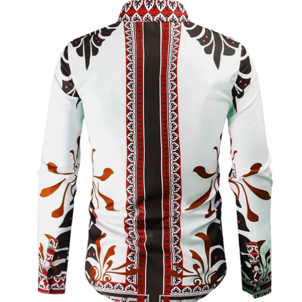 Men's Graphic Shirt Western Shirt Cowboy Shirt Long Sleeve Fashion Designer Classic Daily Holiday Turndown White Red Green Black+White