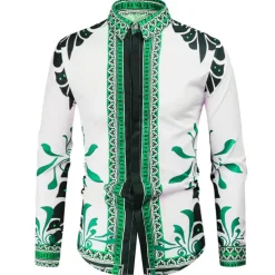 Men's Graphic Shirt Western Shirt Cowboy Shirt Long Sleeve Fashion Designer Classic Daily Holiday Turndown White Red Green Black+White