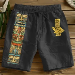 Men's Graphic Shorts Mid Waist Vintage Fashion Ethnic Style Casual Daily Holiday Pocket Drawstring Elastic Waist Designer Clothing Apparel