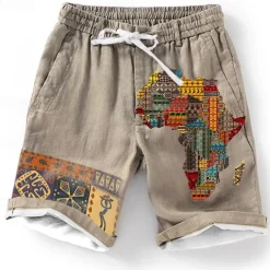 Men's Graphic Shorts Summer Shorts Beach Shorts Mid Waist Designer Ethnic Style Casual Daily Holiday Elastic Waist 3D Print Drawstring Designer Clothing Apparel