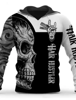 Men's Graphic Skull Camouflage Hoodie Hoodies Sweatshirt Streetwear Designer Long Sleeve Hooded Sports & Outdoor Daily Black Green Print Spring & Fall Designer