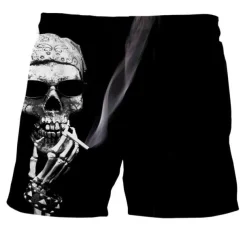Men's Graphic Skull Print Swim Trunks Swim Shorts Board Shorts Mid Waist Streetwear Hawaiian Designer Casual Daily Holiday with Mesh lining Elastic Waist Drawstring Designer Clothing Apparel