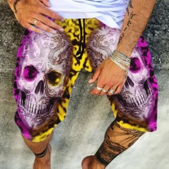 Men's Graphic Skull Shorts Summer Shorts Beach Shorts Mid Waist Fashion Casual Sports Outdoor Daily Print Elastic Drawstring Design Designer Clothing Apparel