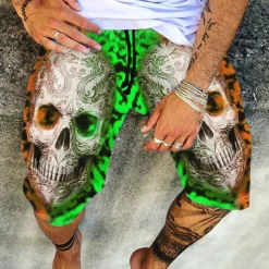 Men's Graphic Skull Shorts Summer Shorts Beach Shorts Mid Waist Fashion Casual Sports Outdoor Daily Print Elastic Drawstring Design Designer Clothing Apparel