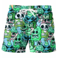 Men's Graphic Skull Swimming Trunks Board Shorts Swim Shorts Mid Waist Hawaiian Designer Boho Casual Daily Holiday Drawstring with Mesh lining Elastic Waist Designer Clothing Apparel