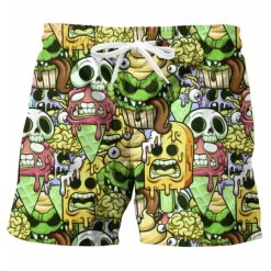 Men's Graphic Skull Swimming Trunks Board Shorts Swim Shorts Mid Waist Hawaiian Designer Boho Casual Daily Holiday Drawstring with Mesh lining Elastic Waist Designer Clothing Apparel