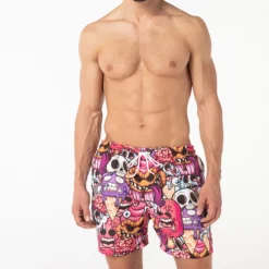 Men's Graphic Skull Swimming Trunks Board Shorts Swim Shorts Mid Waist Hawaiian Designer Boho Casual Daily Holiday Drawstring with Mesh lining Elastic Waist Designer Clothing Apparel