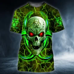 Men's Graphic Skull T shirt Halloween Shirt Tee Short Sleeve T shirt 3D Print Crew Neck Shirt Vintage Fashion Outdoor Casual Daily Green Spring & Summer Clothing Apparel S M L XL 2XL 3XL 4XL