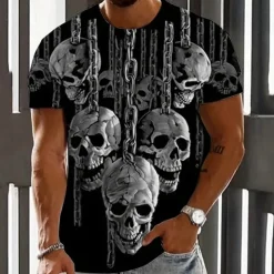 Men's Graphic Skulls T Shirt Tee Short Sleeve T shirt 3D Print Crew Neck Shirt Vintage Fashion Designer Outdoor Casual Daily 1 2 3 Spring & Summer Clothing Apparel S M L XL 2XL 3XL 4XL
