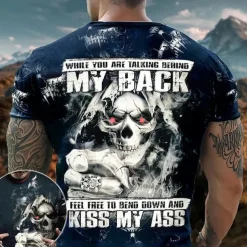 Men's Graphic Skulls T shirt Tee Retro Shirts Short Sleeve T shirt 3D Print Crew Neck Shirt Vintage Fashion Designer Outdoor Casual Daily Black Blue Spring & Summer Clothing Apparel S M L XL 2XL 3XL