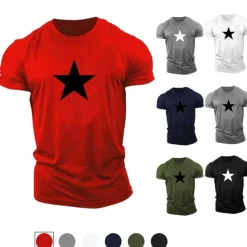 Men's Graphic Star T Shirt Casual Style 100% Cotton Short Sleeve Graphic Shirt Black / Red Red / White Black / Gray Comfortable Tee Casual Sports Fashion Designer Clothing