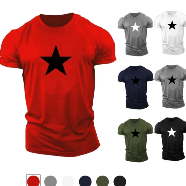 Men's Graphic Star T Shirt Casual Style 100% Cotton Short Sleeve Graphic Shirt Black / Red Red / White Black / Gray Comfortable Tee Casual Sports Fashion Designer Clothing