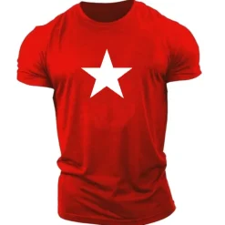 Men's Graphic Star T Shirt Casual Style 100% Cotton Short Sleeve Graphic Shirt Black / Red Red / White Black / Gray Comfortable Tee Casual Sports Fashion Designer Clothing