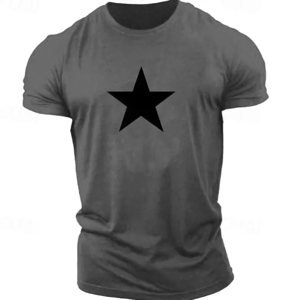 Men's Graphic Star T Shirt Casual Style 100% Cotton Short Sleeve Graphic Shirt Black / Red Red / White Black / Gray Comfortable Tee Casual Sports Fashion Designer Clothing