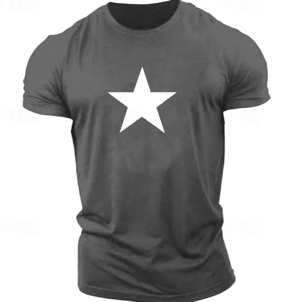 Men's Graphic Star T Shirt Casual Style 100% Cotton Short Sleeve Graphic Shirt Black / Red Red / White Black / Gray Comfortable Tee Casual Sports Fashion Designer Clothing