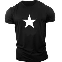 Men's Graphic Star T Shirt Casual Style 100% Cotton Short Sleeve Graphic Shirt Black / Red Red / White Black / Gray Comfortable Tee Casual Sports Fashion Designer Clothing