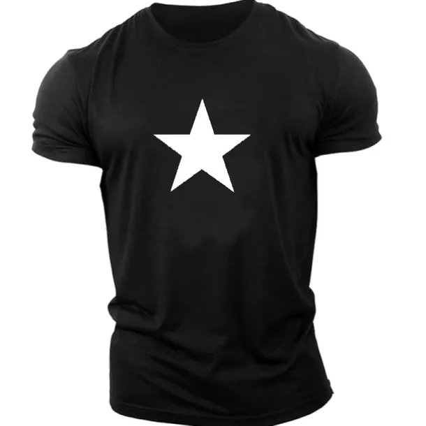 Men's Graphic Star T Shirt Casual Style 100% Cotton Short Sleeve Graphic Shirt Black / Red Red / White Black / Gray Comfortable Tee Casual Sports Fashion Designer Clothing
