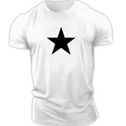 Men's Graphic Star T Shirt Casual Style 100% Cotton Short Sleeve Graphic Shirt Black / Red Red / White Black / Gray Comfortable Tee Casual Sports Fashion Designer Clothing