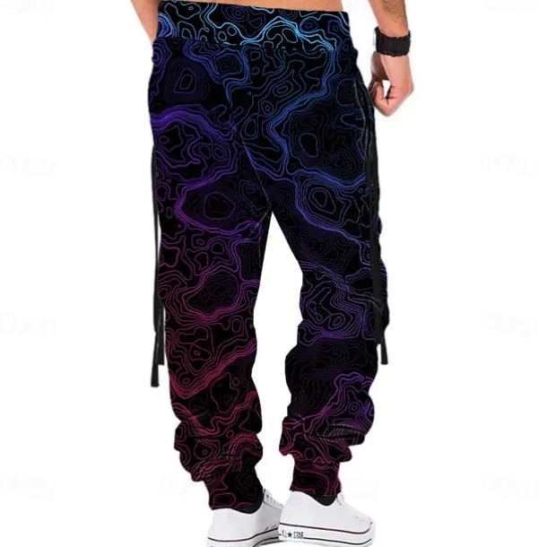 Men's Graphic Sweatpants Joggers Pants Trousers Mid Waist Drawstring Elastic Waist Casual Outdoor Street Dailywear Pocket Spring Fall Winter 3D Print Black