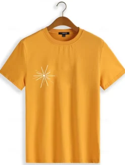 Men's Graphic T Shirt Tee Top Short Sleeve T shirt Crew Neck Shirt Fashion Outdoor Casual Street Casual Daily Orange Spring & Summer Clothing Apparel S M L XL XXL