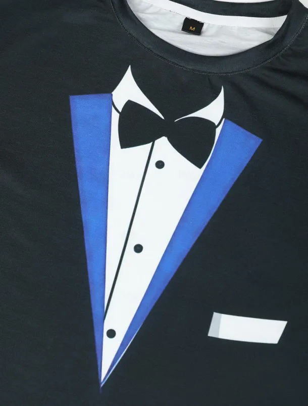 Men's Graphic Tee Tuxedo Shirts Short Sleeve T shirt 3D Print Round Neck Shirt Exaggerated Basic Daily Black White Yellow Clothing Apparel Normal S M L XL XXL 3XL 4XL