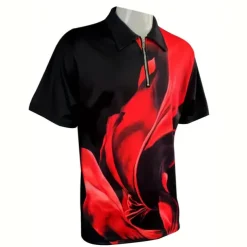 Men's Graphic Zip Polo Shirts Golf Shirt Short Sleeve Polo Shirts Collared Shirts Casual Vacation Wear Rave Wear Party Outfits 3D Print Quarter Zip Polo Autumn / Fall Red Blue Green