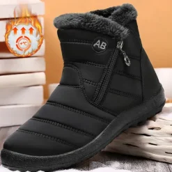 Men's Gray Winter Boots with Zipper Closure, Warm Fleece Lining, and Waterproof Design – Ideal for Outdoor Activities in Cold Weather
