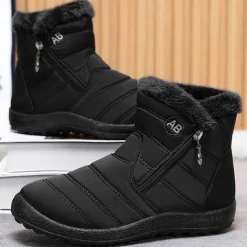 Men's Gray Winter Boots with Zipper Closure, Warm Fleece Lining, and Waterproof Design – Ideal for Outdoor Activities in Cold Weather